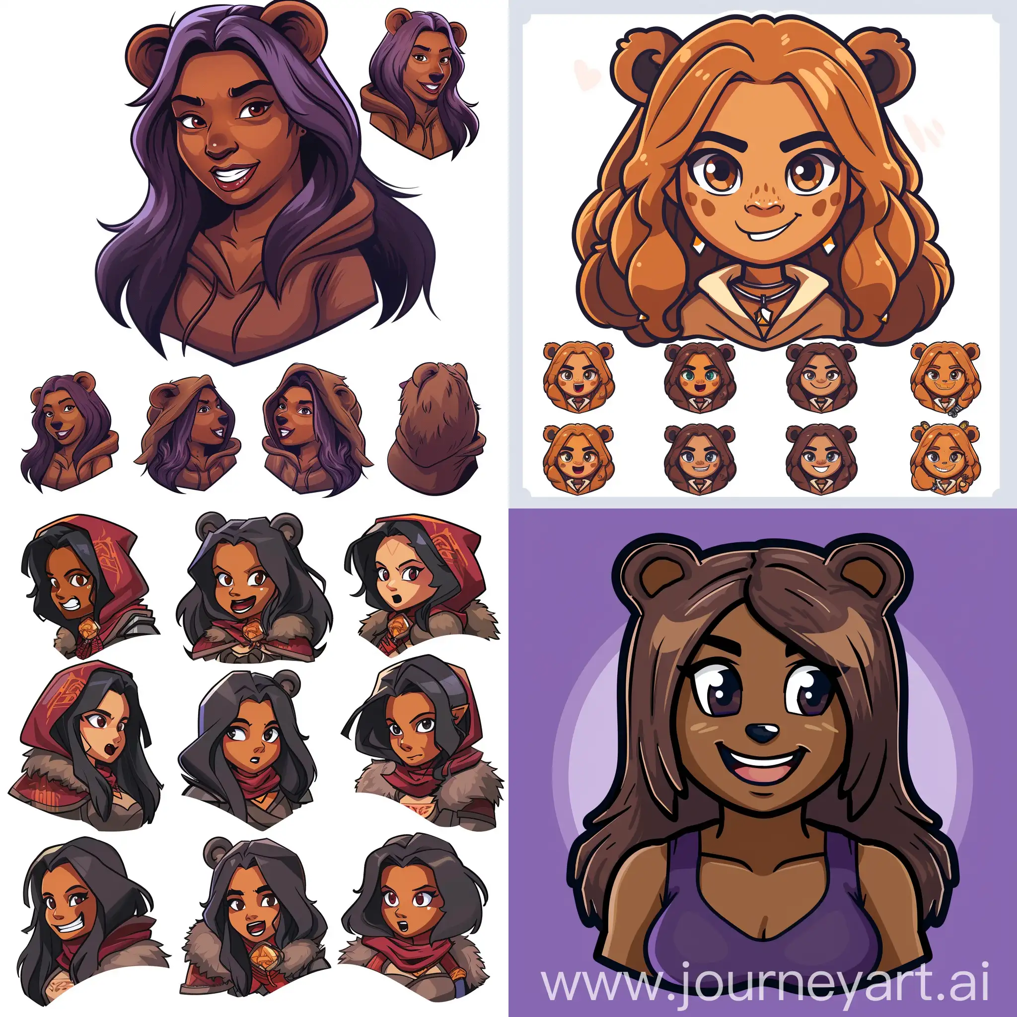 curvy female druid bear emoji set for twitch channel