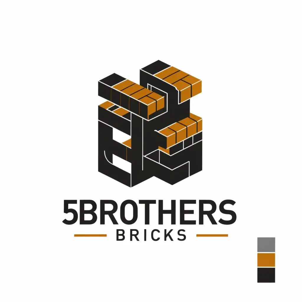 a logo design,with the text "5 BROTHERS BRICKS", main symbol:5BB,Moderate,be used in Construction industry,clear background