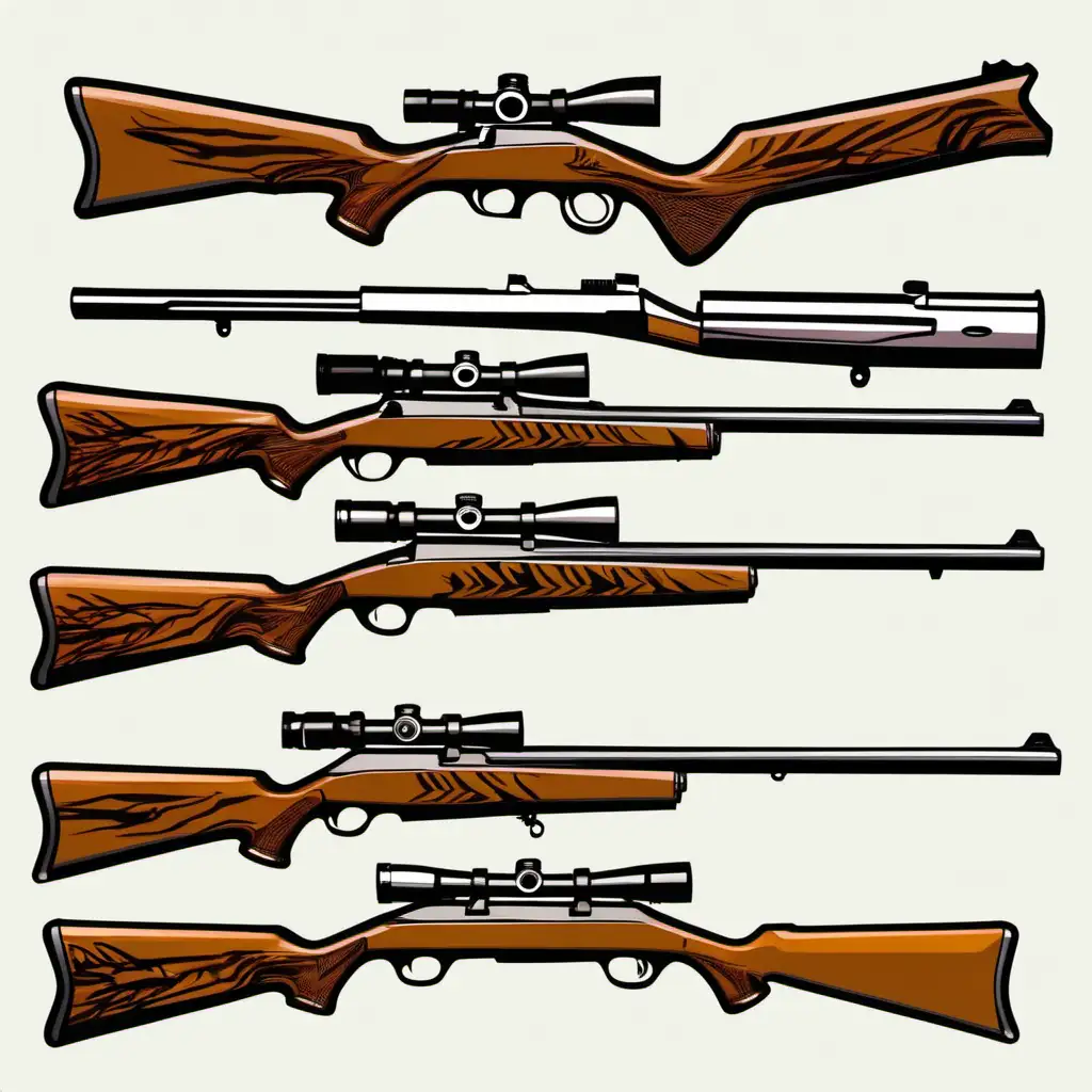 Classic Hunting Rifle Clipart Vintage Sticker Design