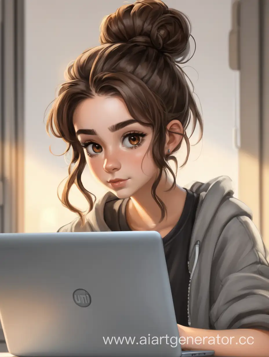 Focused-Girl-with-Brown-Hair-and-Laptop