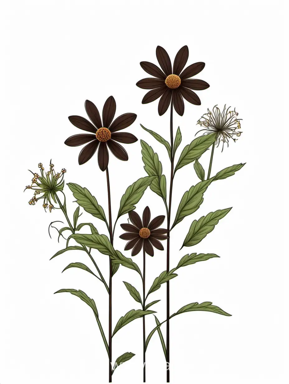 Elegant-Dark-Brown-Wildflower-Cluster-Art-4K-Botanical-Illustration
