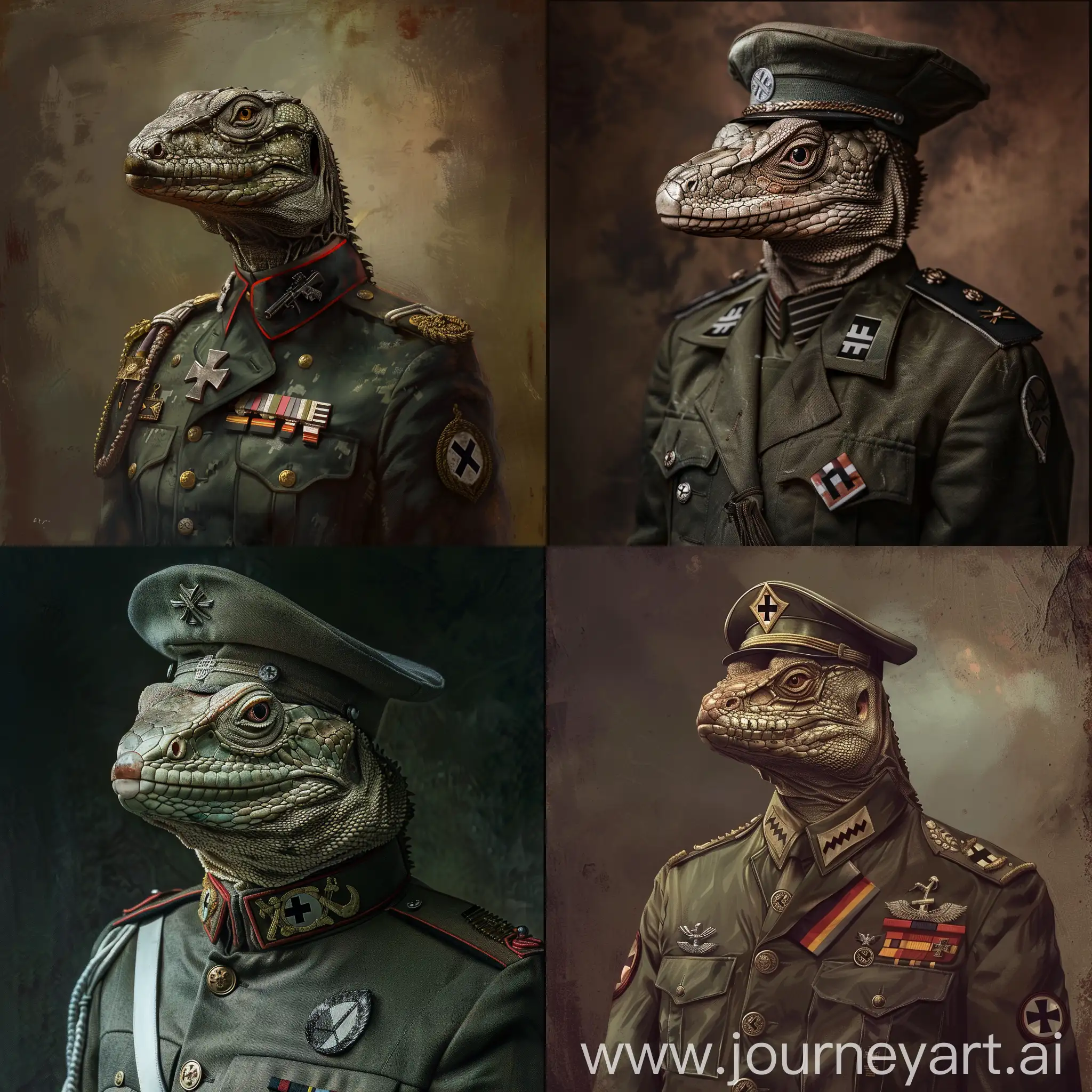 Lizard-in-Authentic-German-Military-Uniform-Illustration