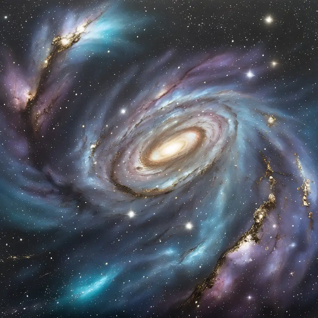 Starry Night Sky in Metallic Galaxy