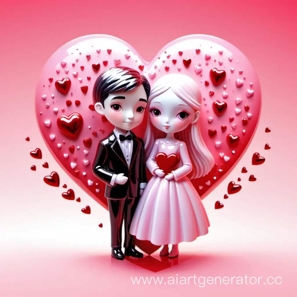 Romantic-Valentines-Day-Illustration-Elegant-Couple-in-Sparkling-Attire-on-Pink-Gradient