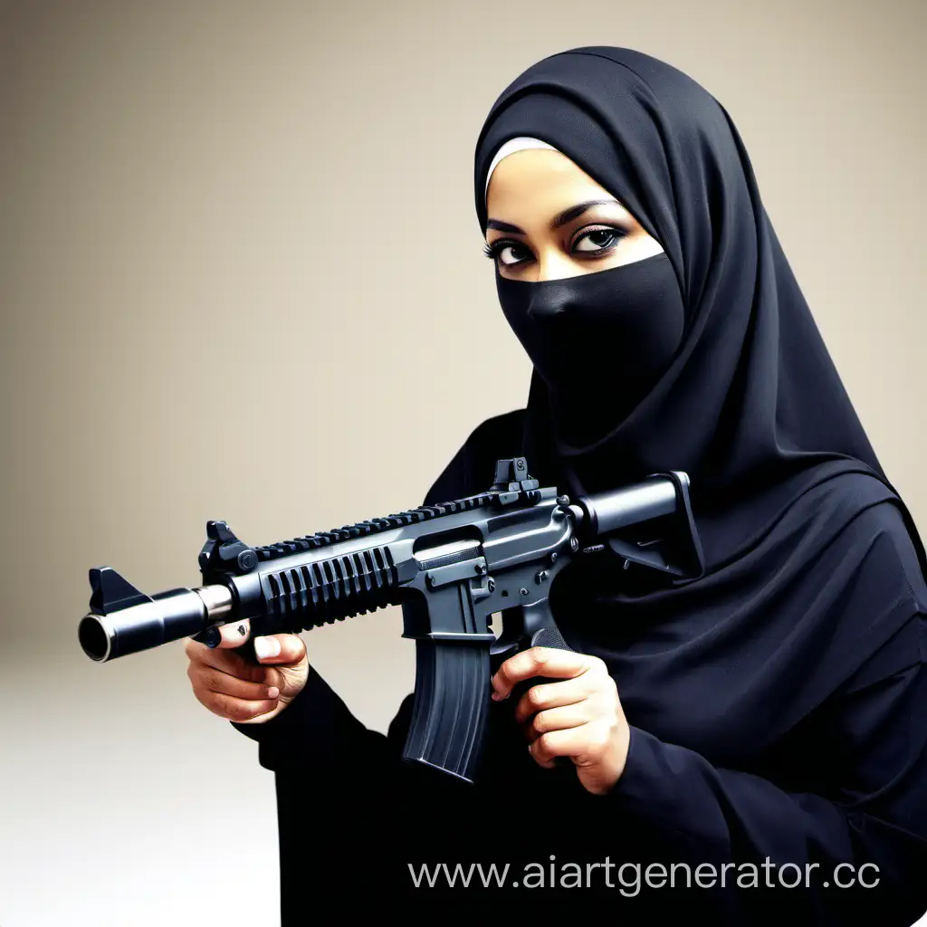 Muslim-Women-in-Black-Hijabs-with-Guns-Empowering-Portrayal-of-Female-Strength-and-Identity