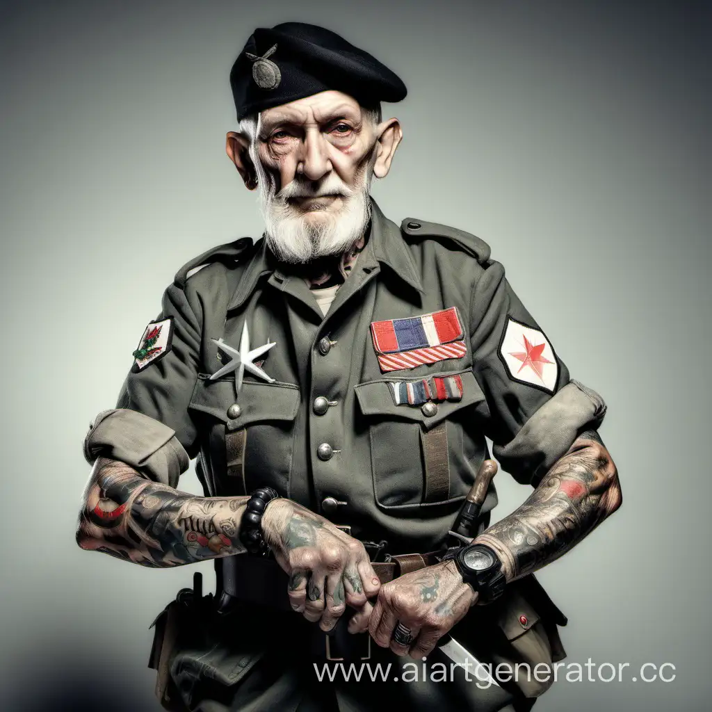 Veteran-Soldier-with-Tattooed-Sleeves-and-Combat-Knives