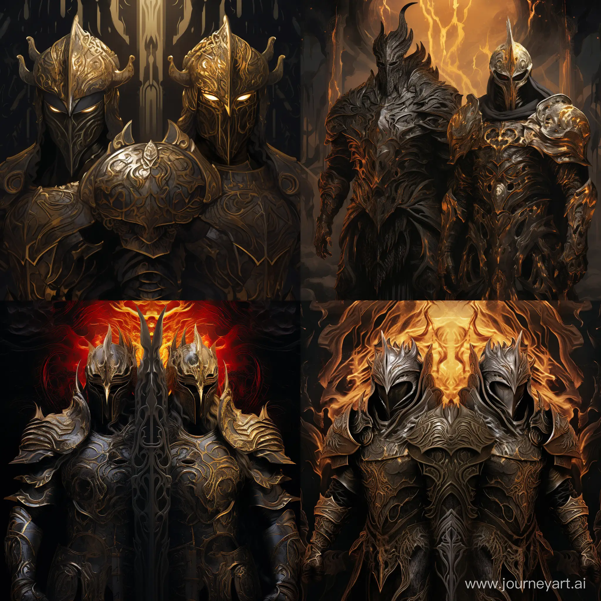 Majestic-Knights-in-Battle-Striking-BlackandGold-and-White-Armored-Warriors