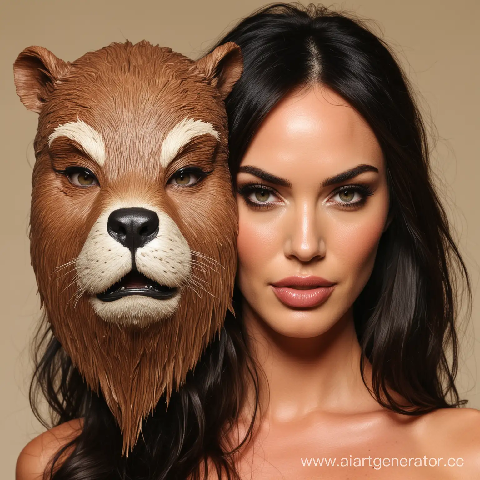 Megan-Fox-Wearing-Beaver-Mask-Playful-Celebrity-Costume-Fun