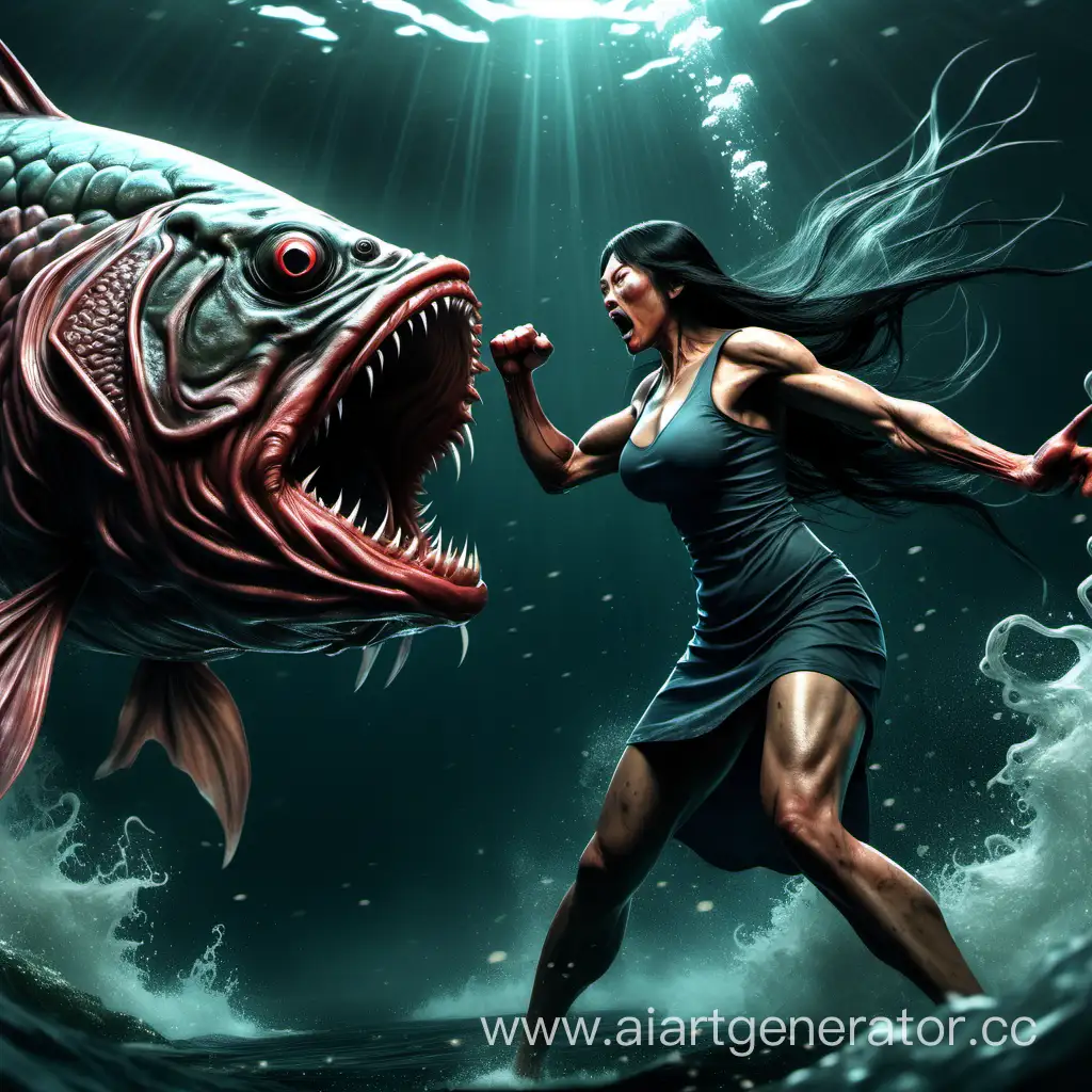 Yakut-Warrior-Confronts-Lovecraftian-Mutant-Fish-in-Epic-Battle