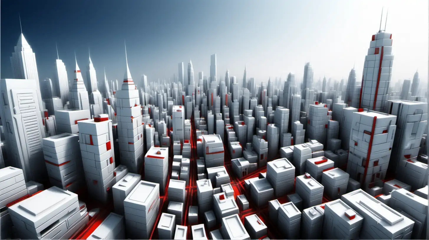 Urban Skyline with White Chrome and Accents of Blue and Red
