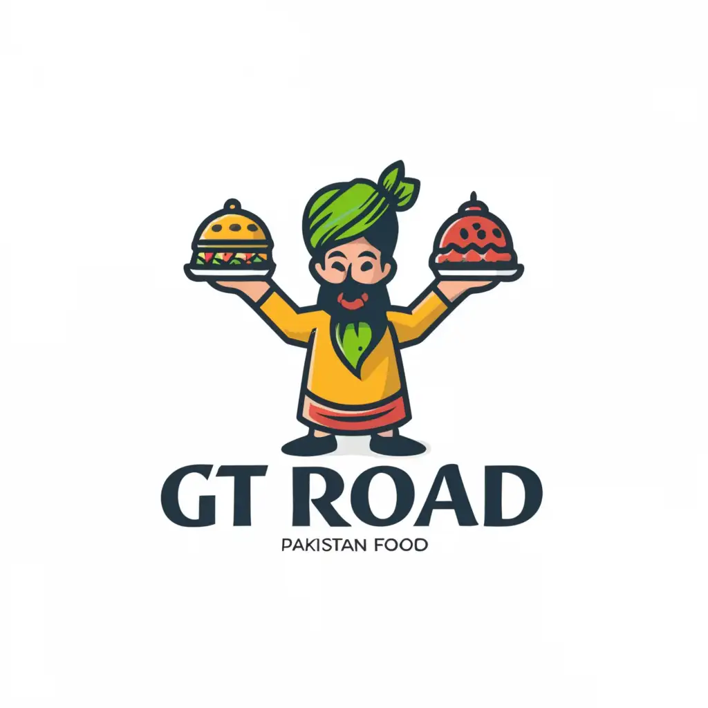 LOGO-Design-For-GT-ROAD-Vibrant-Pakistani-Fast-Food-Emblem-with-Minimalistic-Cartoon-Character