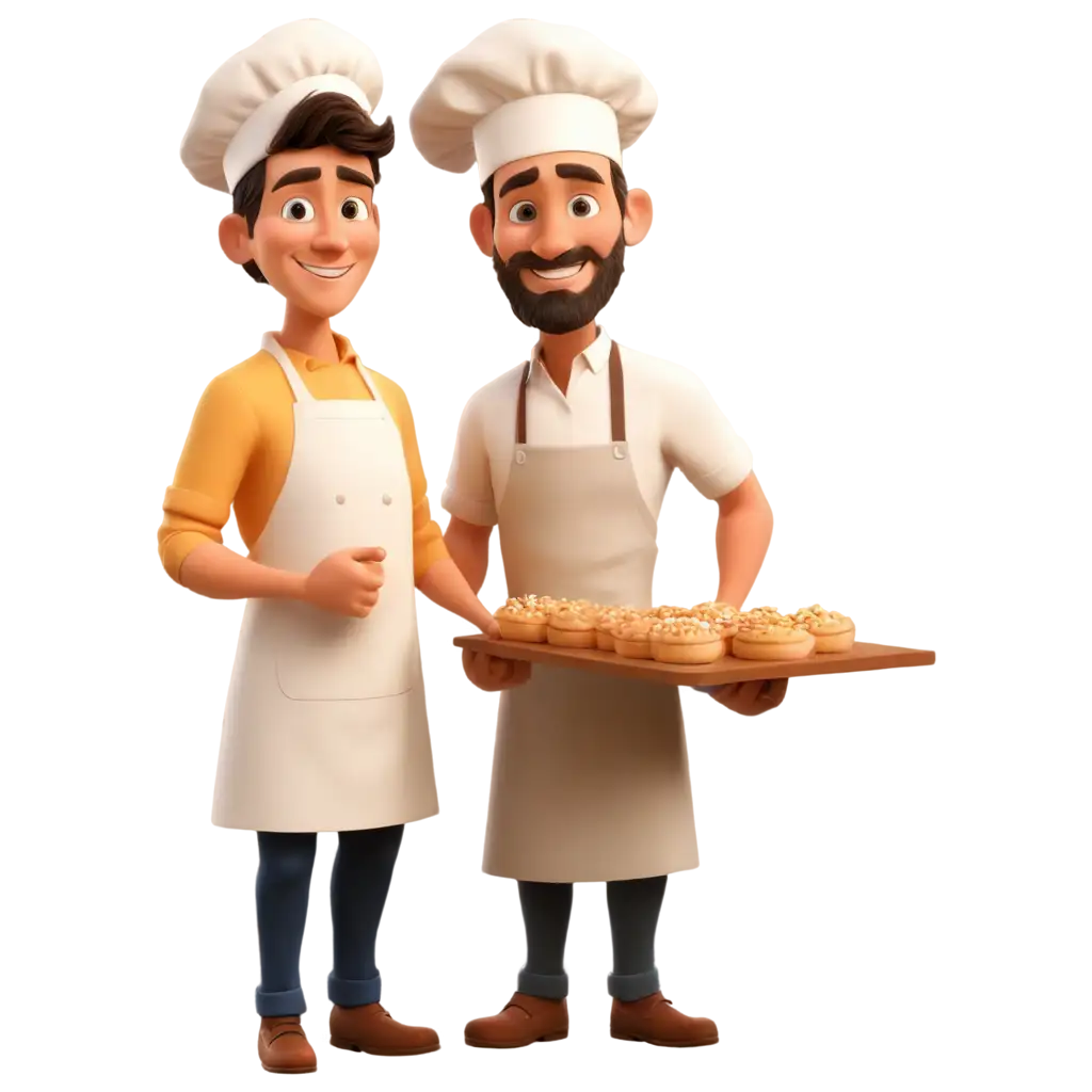 cartoon  male baker in bakery.