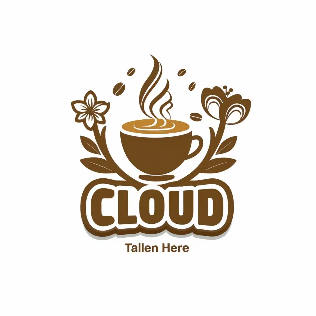 logo, Coffee and flowers, with the text "Cloud", typography, be used in Restaurant industry