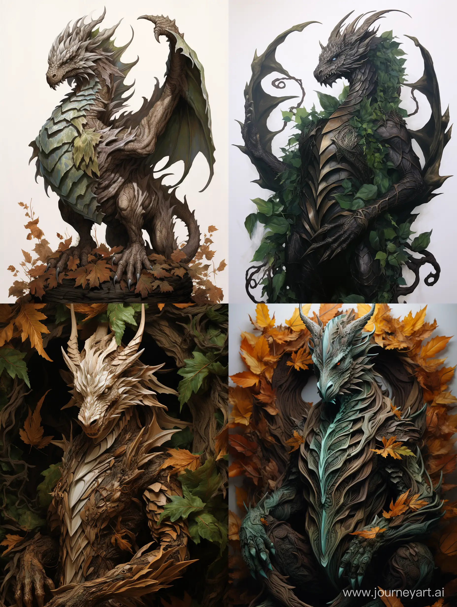 Majestic-Gothic-Dragon-Crafted-from-Oak-Leaves-Fantasy-Art