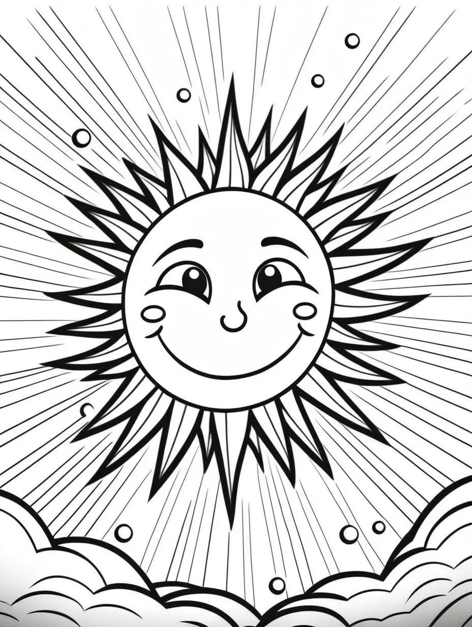 Happy Sun Coloring Page for Kids