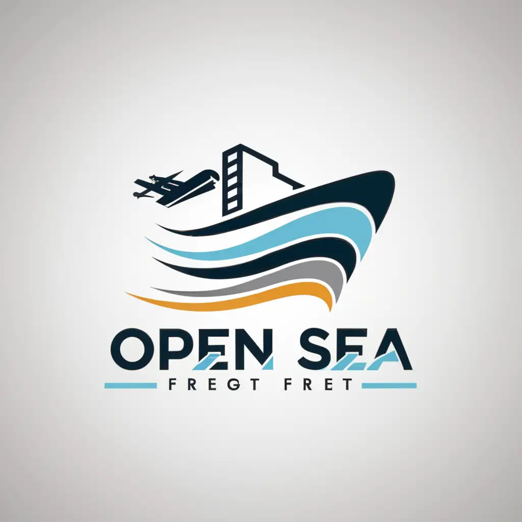 a logo design,with the text "Open Sea Freight", main symbol:Air Freight Services,Sea  Freight Services,Road  Freight Services,Moderate,be used in Travel industry,clear background