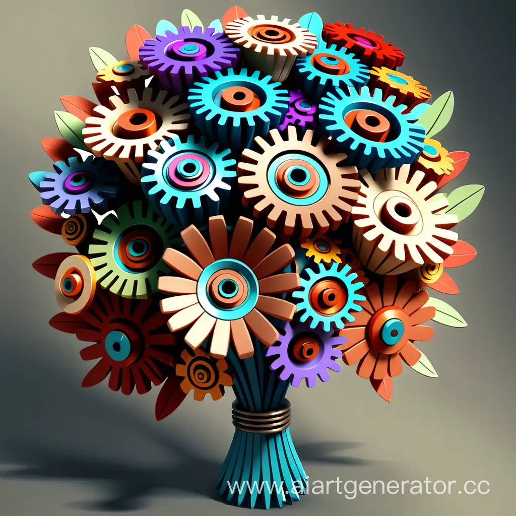Colorful-Bouquet-of-Flowers-with-Gear-Accents