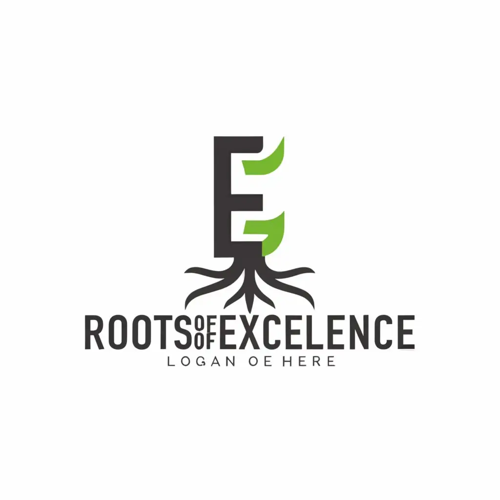 a logo design,with the text "Roots of Excellence", main symbol:Excellence and some roots,Minimalistic,be used in Education industry,clear background