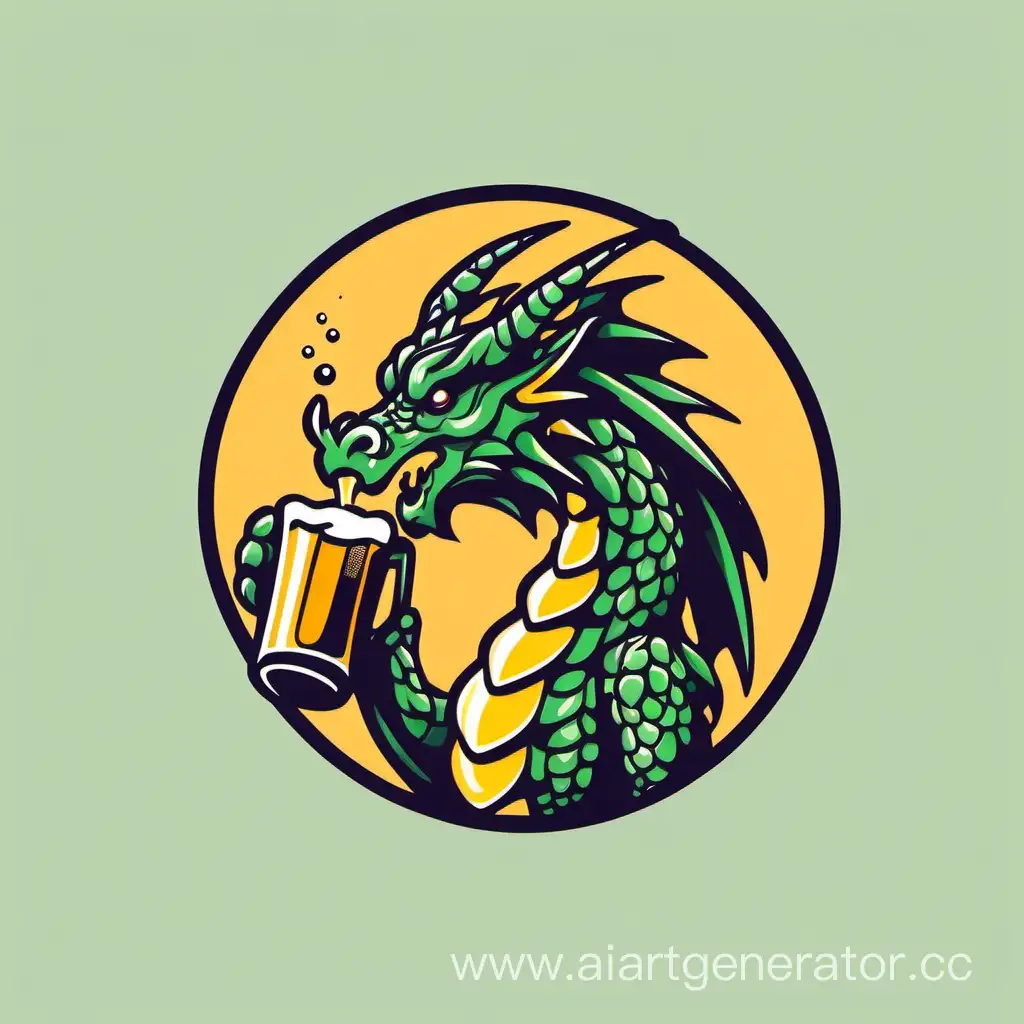 Minimalist-Dragon-Drinking-Beer-Logo