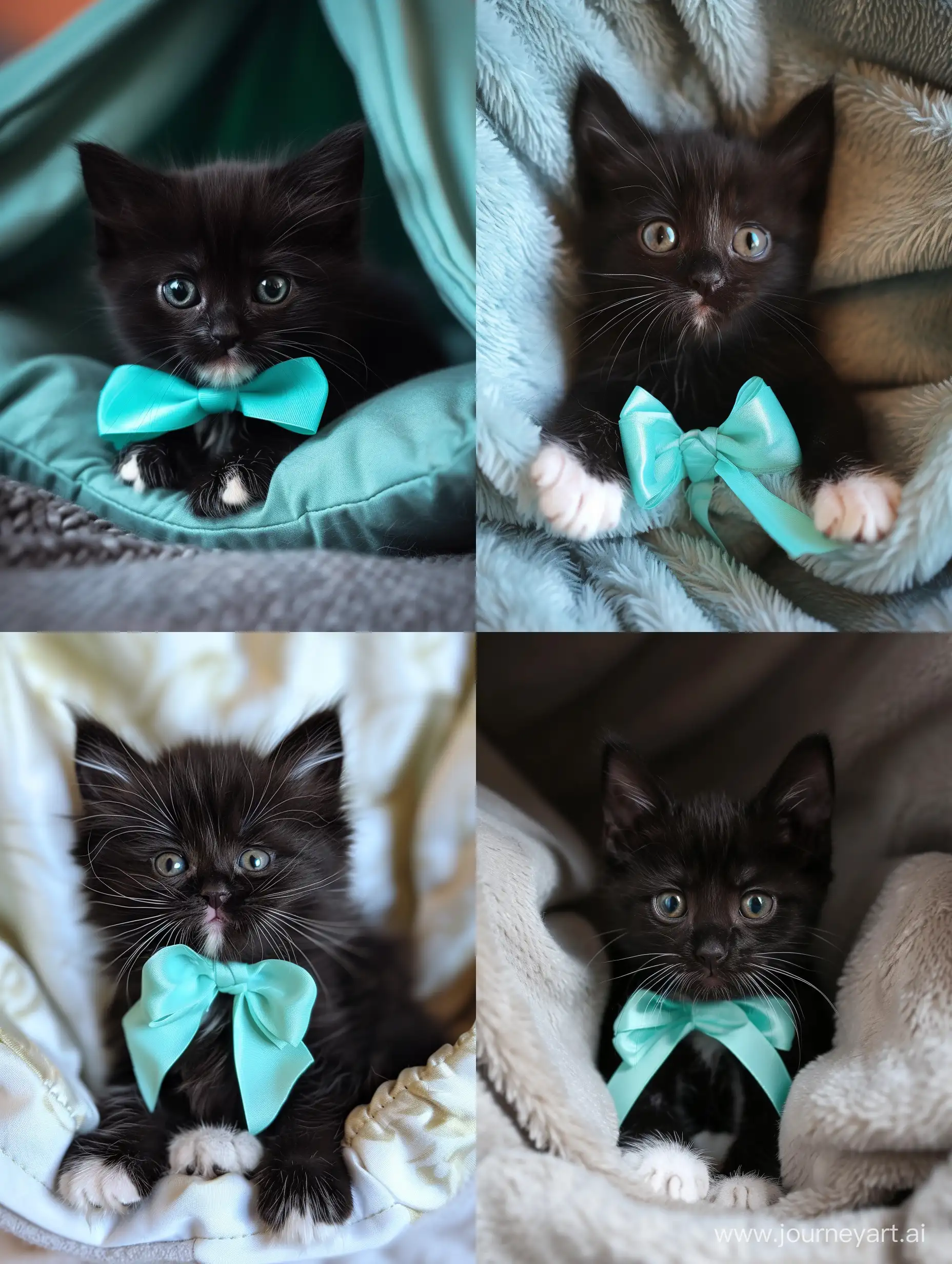 Adorable-TurquoiseBowed-Black-Kitten-Gazing-from-Cozy-Kitty-Cradle