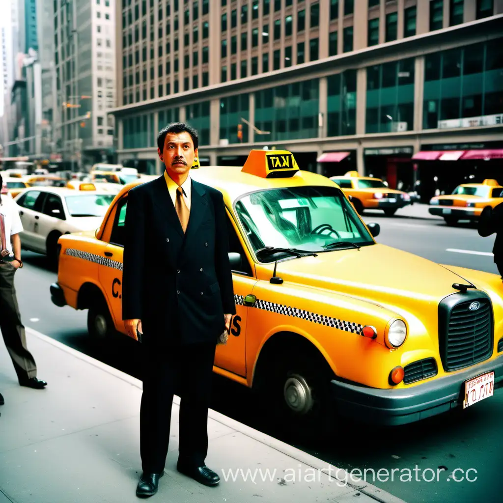 Colorful-Taxi-with-a-Man-in-CIS-Cityscape