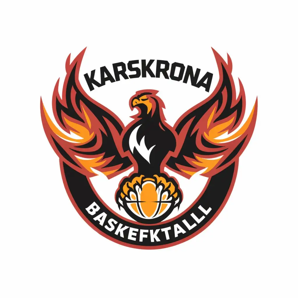 a logo design,with the text "Karlskrona Basketball", main symbol:Eagel Basketball Red Black Fire Aggressive,Moderate,be used in Sports Fitness industry,clear background