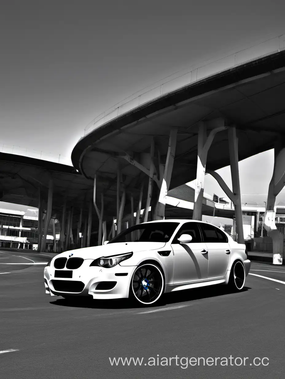 Sleek-Black-and-White-BMW-M5-E60-Racing-Through-Urban-Streets
