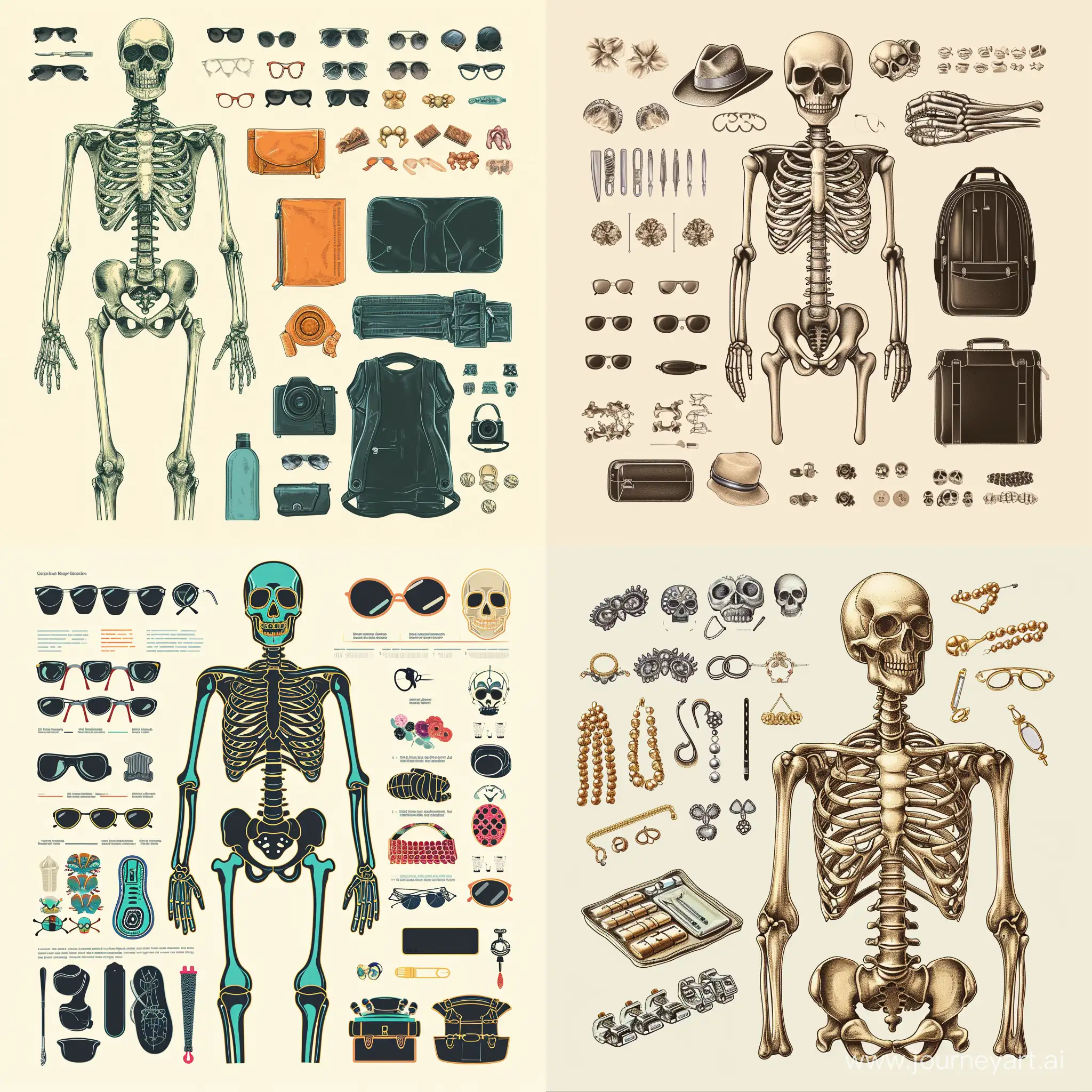 Skeleton, accessories infographic