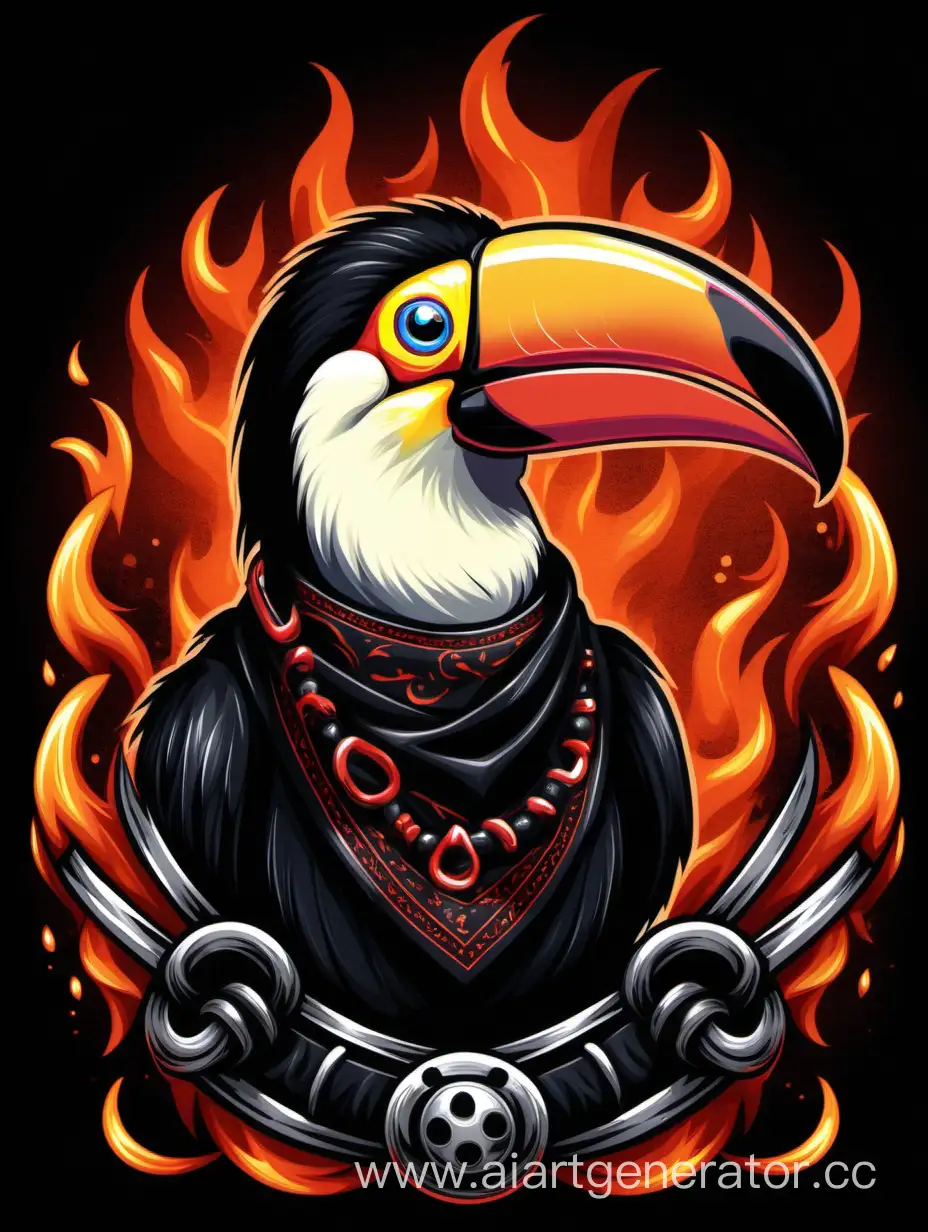 Gothic-Fire-Toucan-Adorned-in-a-Black-Bandana