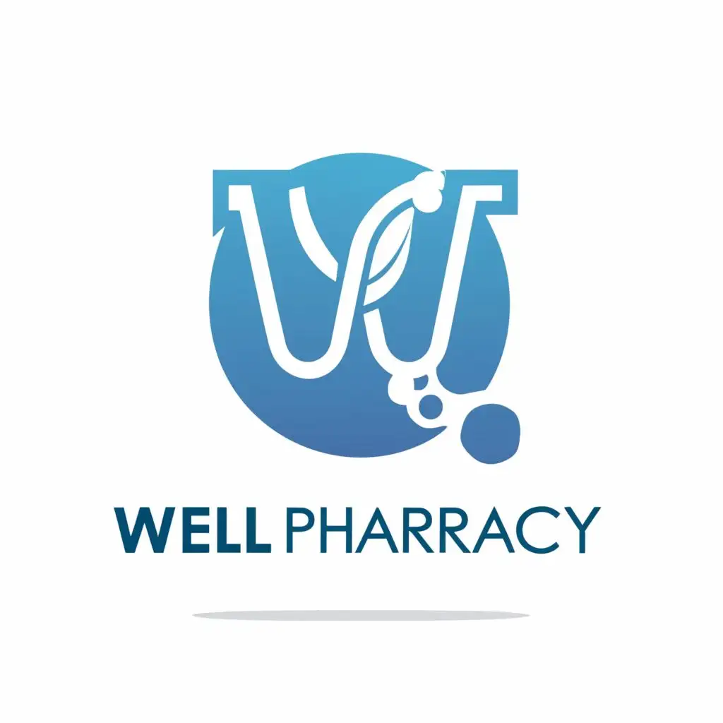 a logo design,with the text "well pharmacy", main symbol:pharmacy, blue, circle,complex,be used in Medical Dental industry,clear background