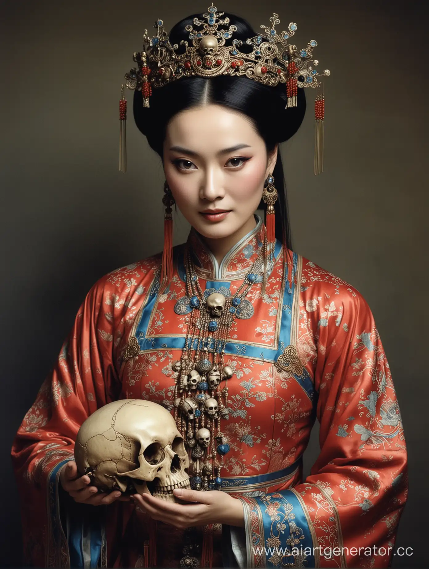 Китайская принцесса Турандот с черепом человека в руках