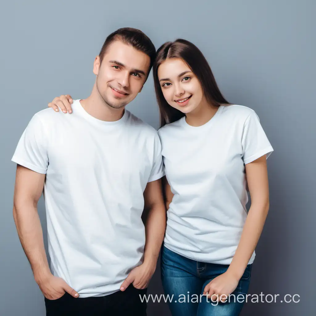 Casual-Couple-in-White-TShirts-Enjoying-Leisure-Time