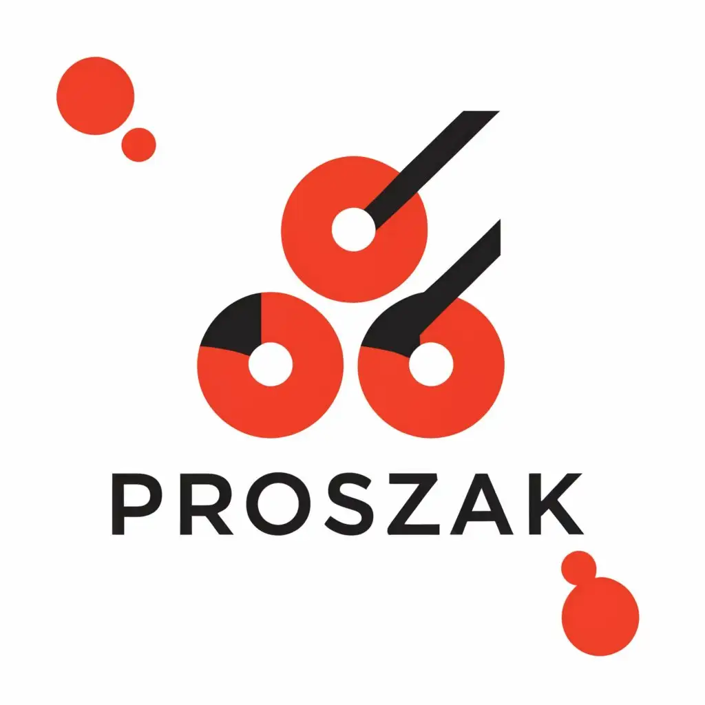 a logo design,with the text "PROSZAK", main symbol:three red dots,Moderate,clear background