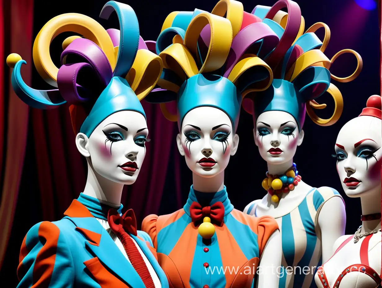 Circusinspired-Fashion-Extravaganza-with-Vibrant-Colors-and-Surreal-Faces