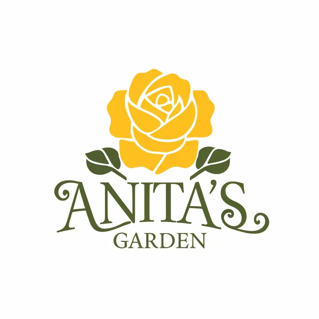 a logo design,with the text "Anita's Garden", main symbol:Yellow Rose,Moderate,clear background