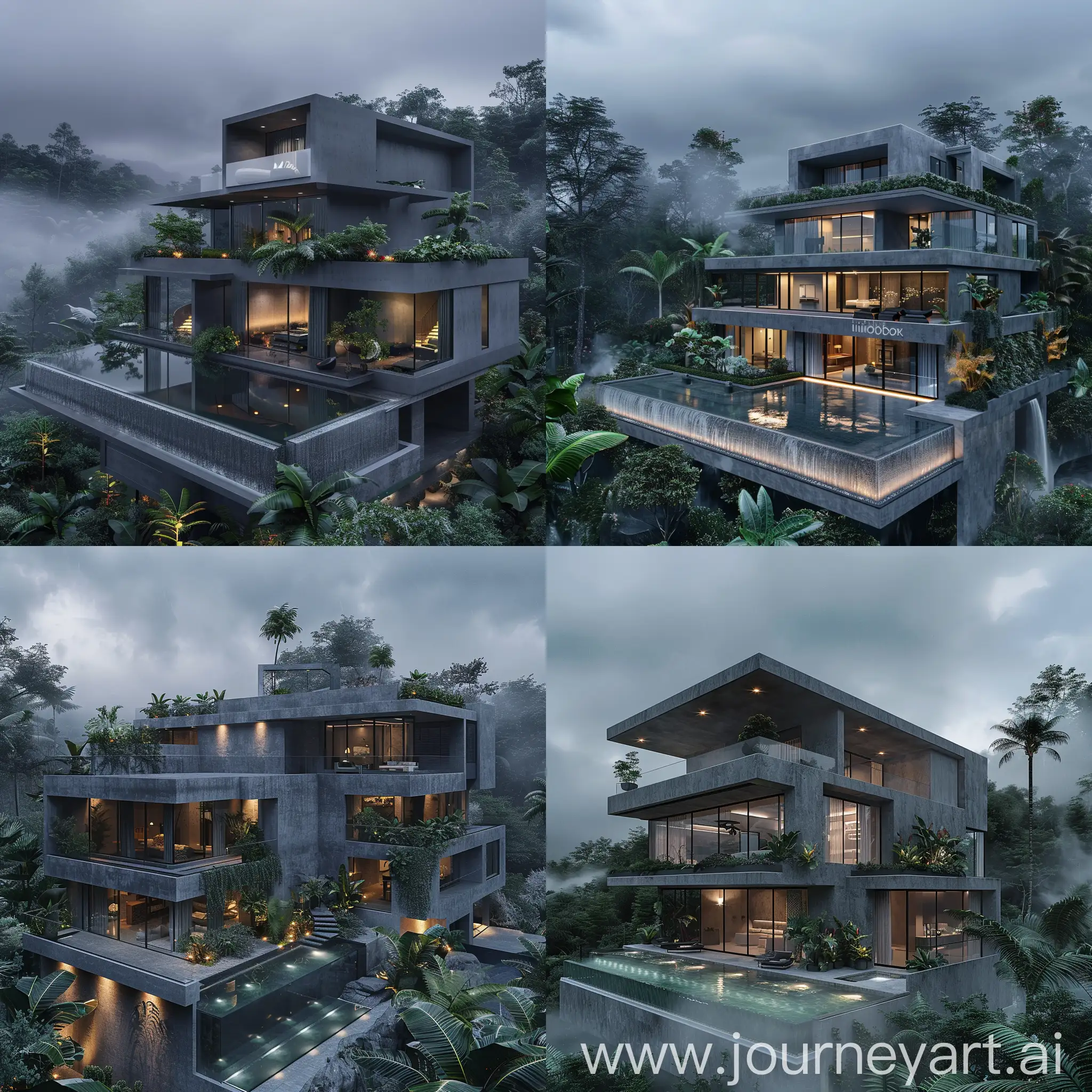 Modern-Villa-with-Infinity-Glass-Pool-in-Tropical-Forest-Setting