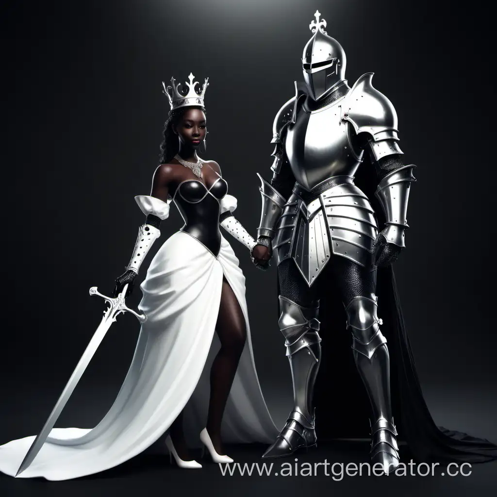 black queen and white knight