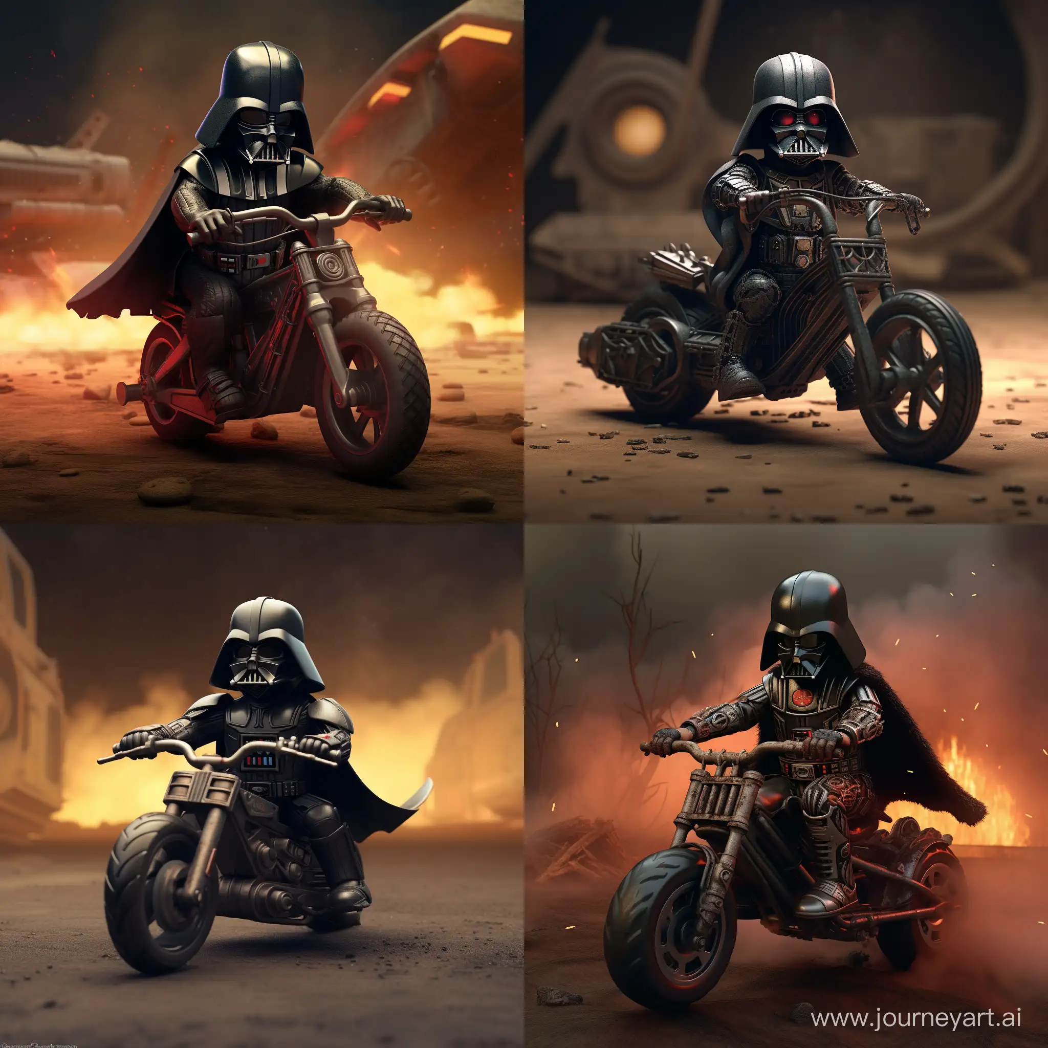 Darth Vader riding a mini bike