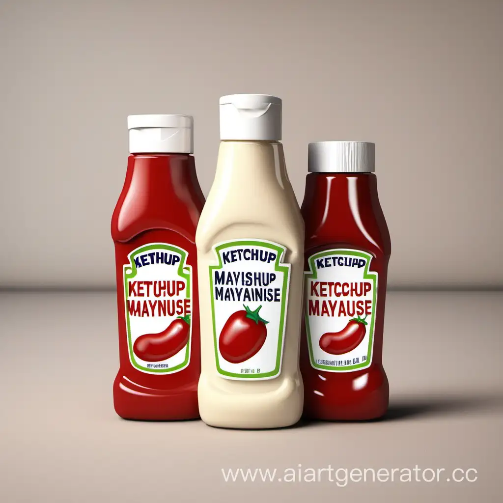 Vibrant-Condiment-Bottles-Ketchup-and-Mayonnaise-Duo-in-Colorful-Dispensers
