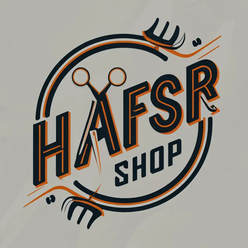 logo, barber shop, with the text "HAFSI  barber shop", typography
