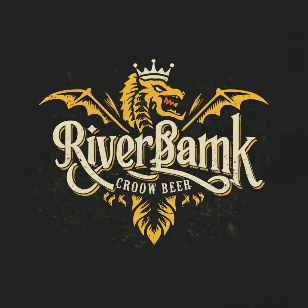 a logo design,with the text "Riverbank", main symbol:Dragon crow beer,Moderate,be used in Events industry,clear background