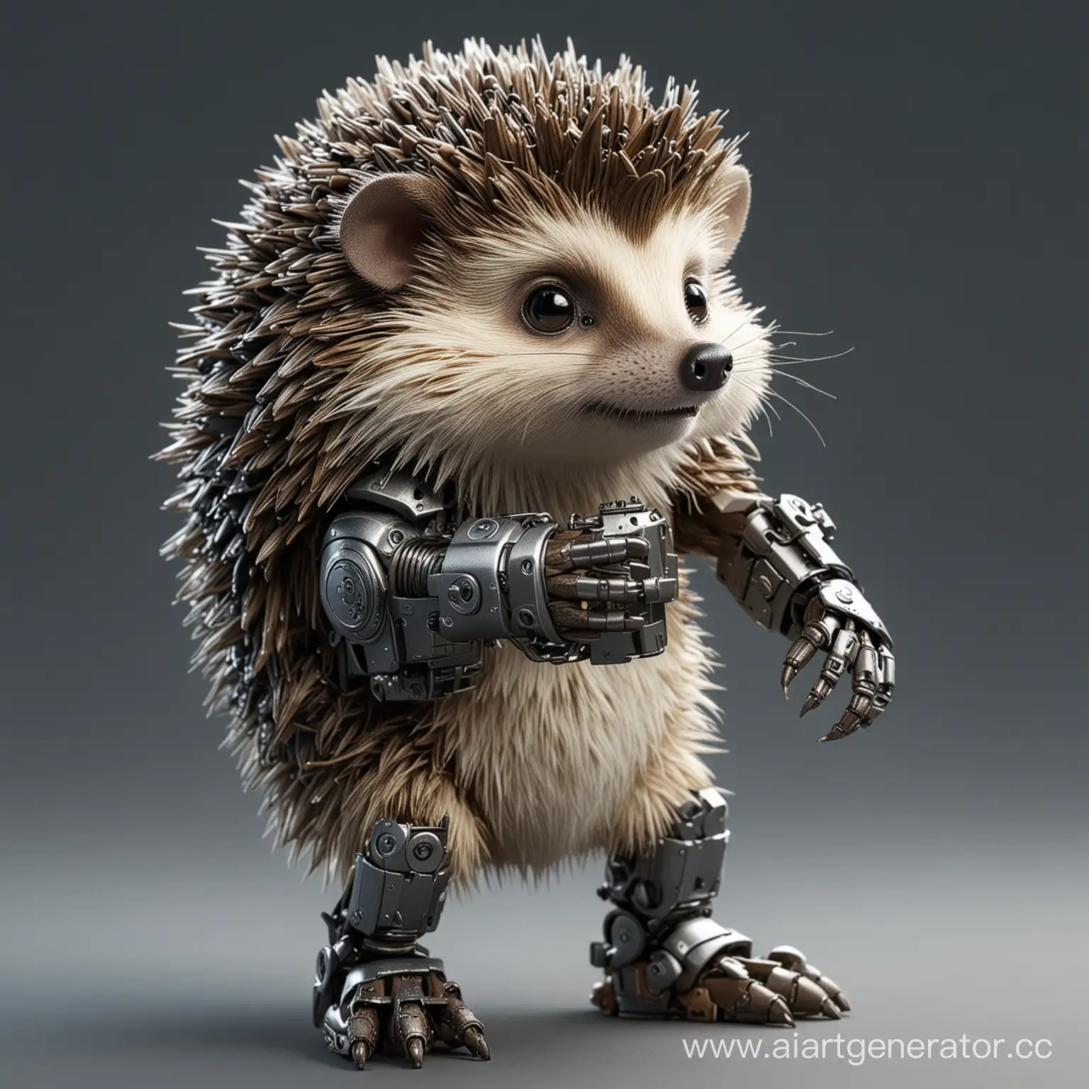 Adorable-Hedgehog-Robot-Balanced-on-Hind-Legs-in-Hyperrealistic-Style