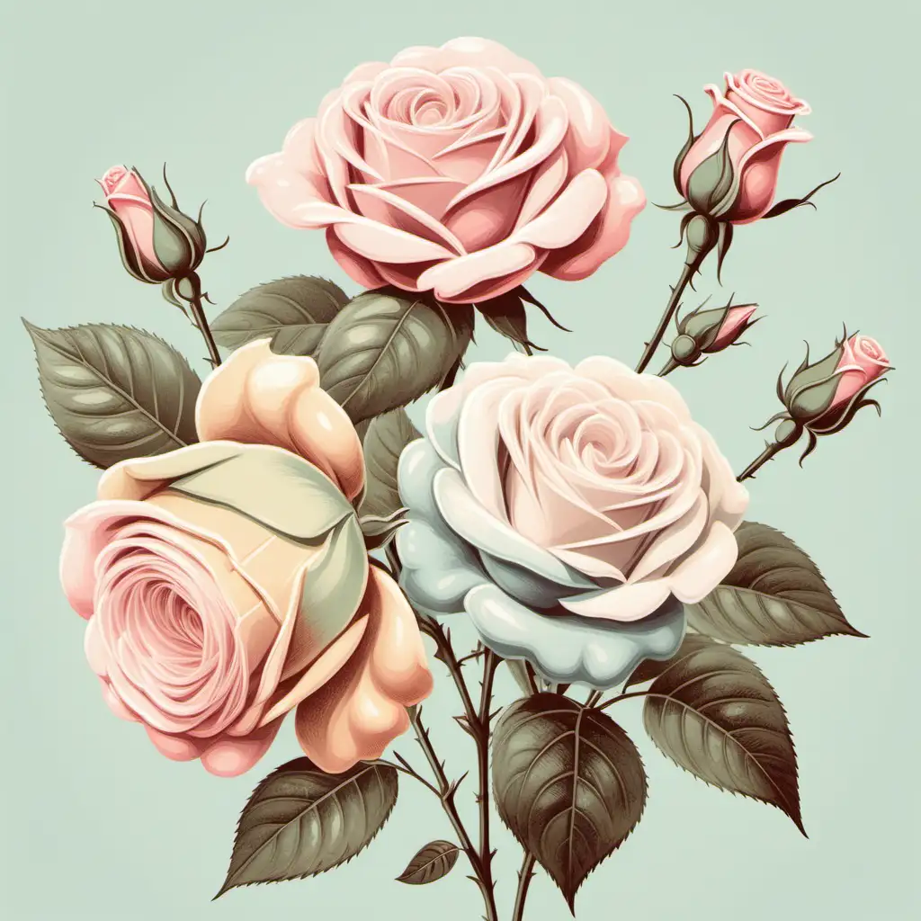Whimsical Coquette in Vintage Roses Illustration