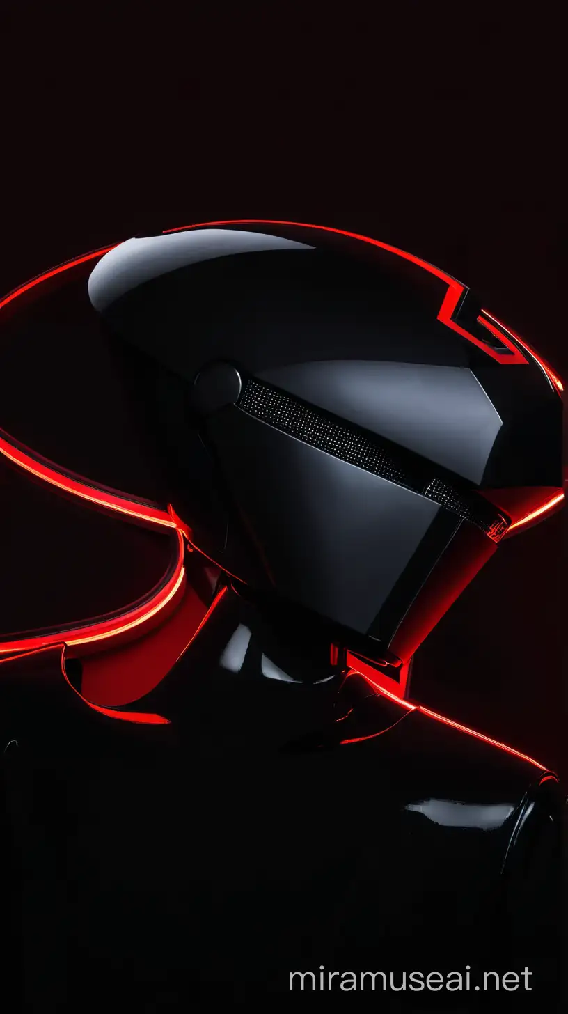 Faceless Black Robot Mannequin on Red Background
