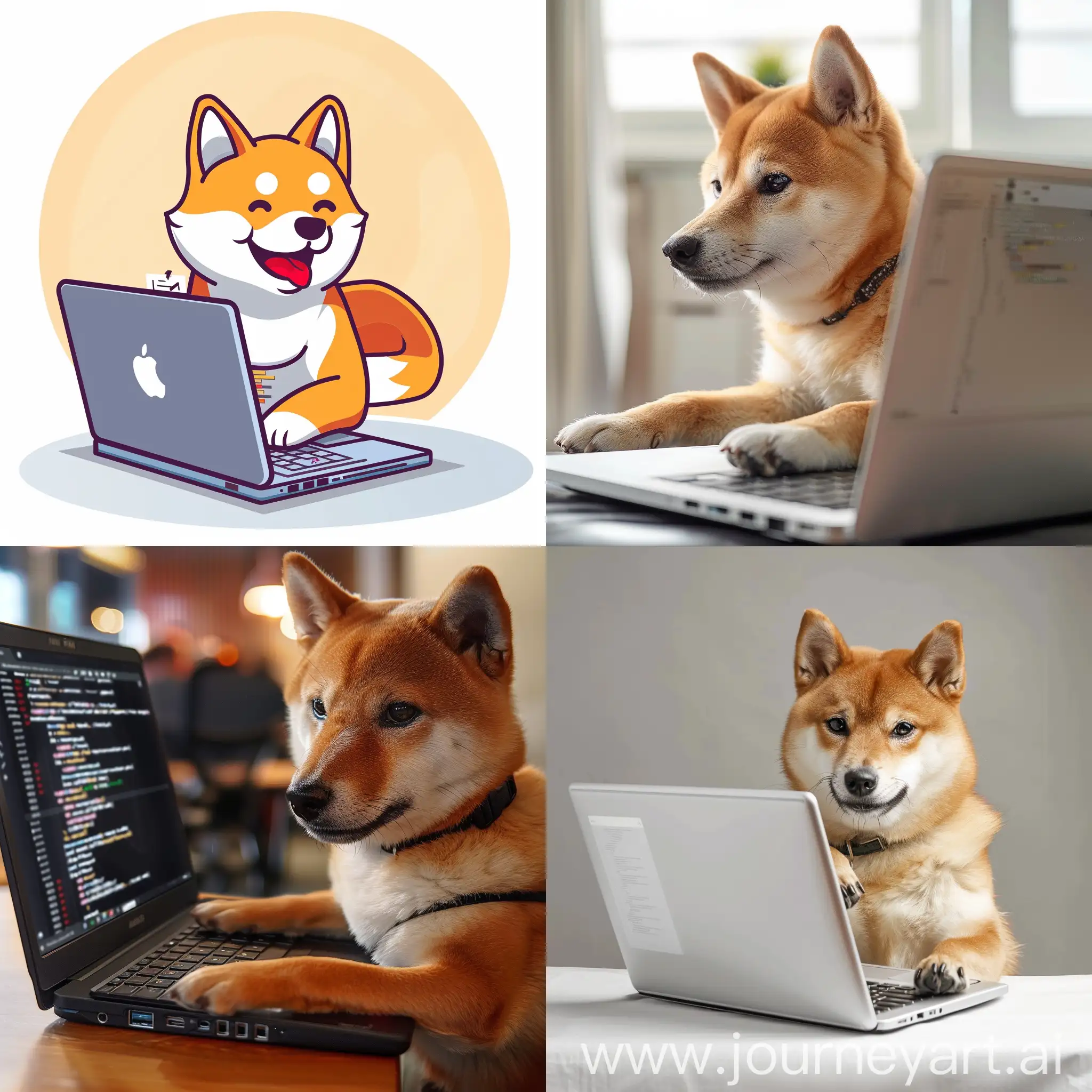 Shiba-Inu-Dog-Coding-Behind-Laptop