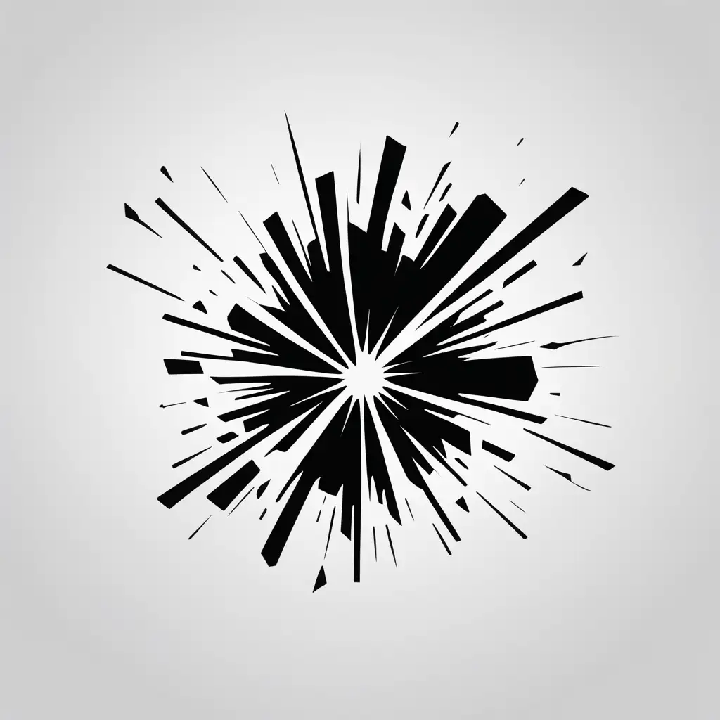 Dynamic Minimalist Explosion Logo in Striking Black and White