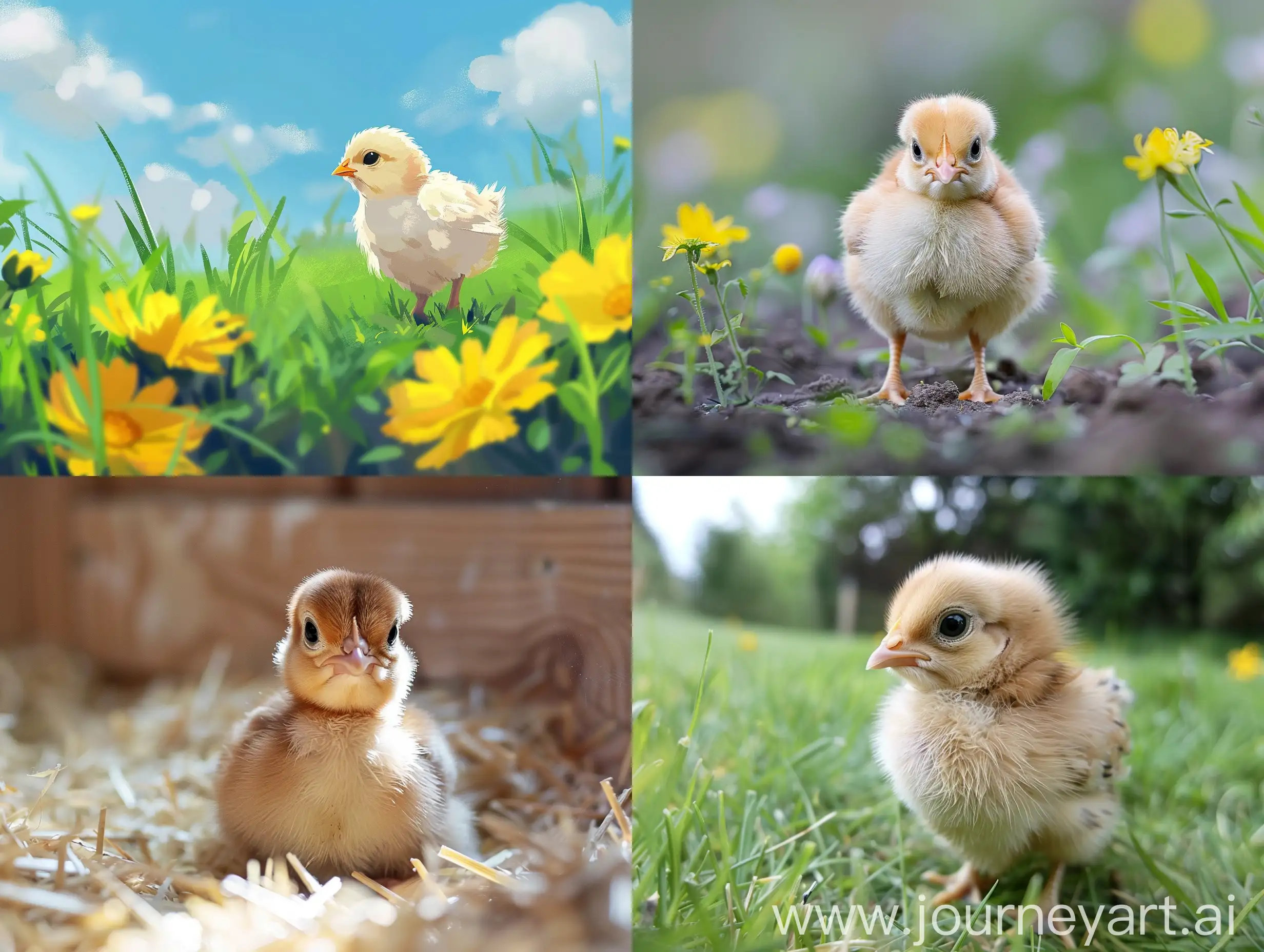 Adorable-Little-Chick-in-a-Vibrant-Garden