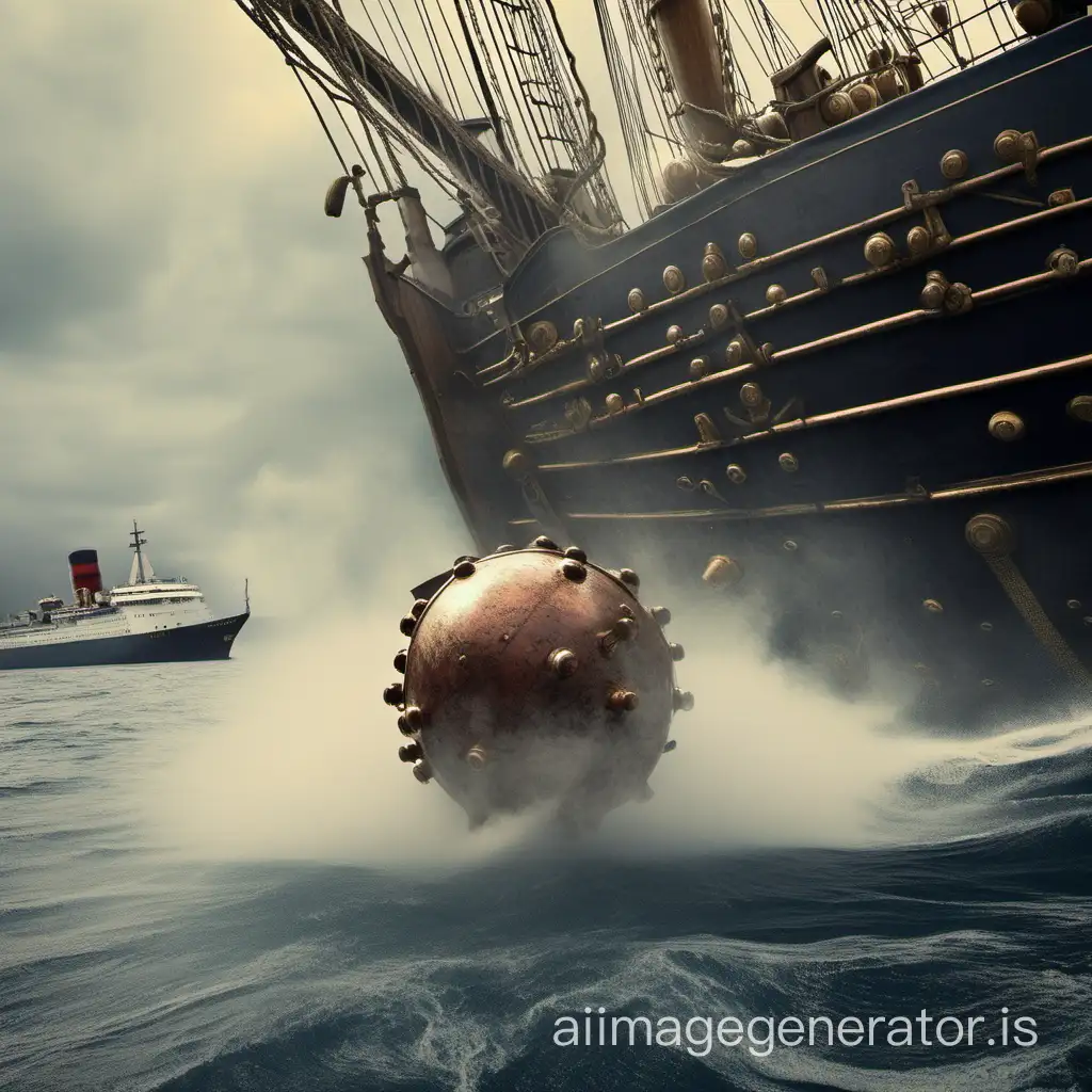 The cannonball hit the stern of the ship