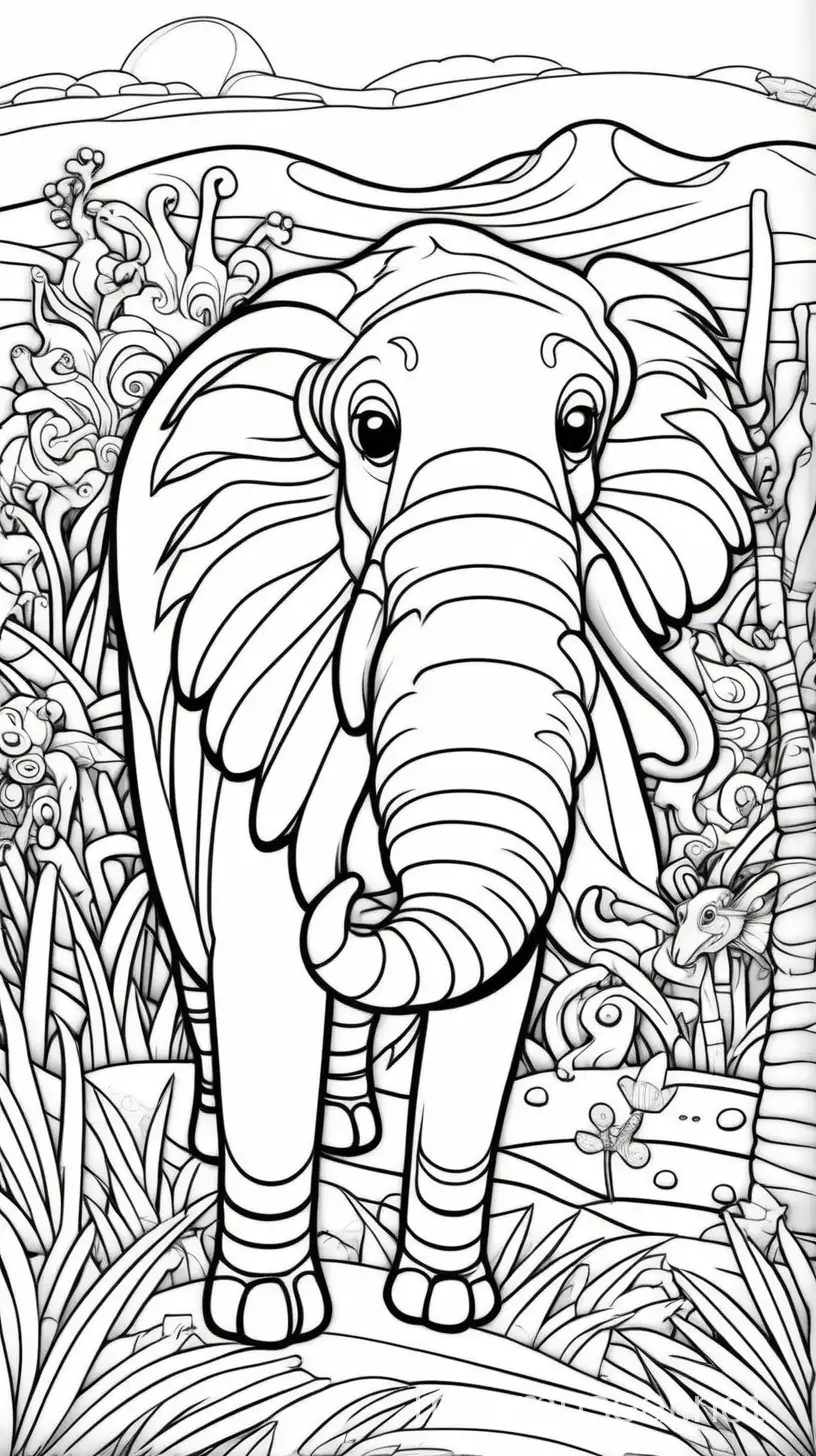 Simple Cartoon Animals Coloring Page for Kids ThickLined Low Detail Designs
