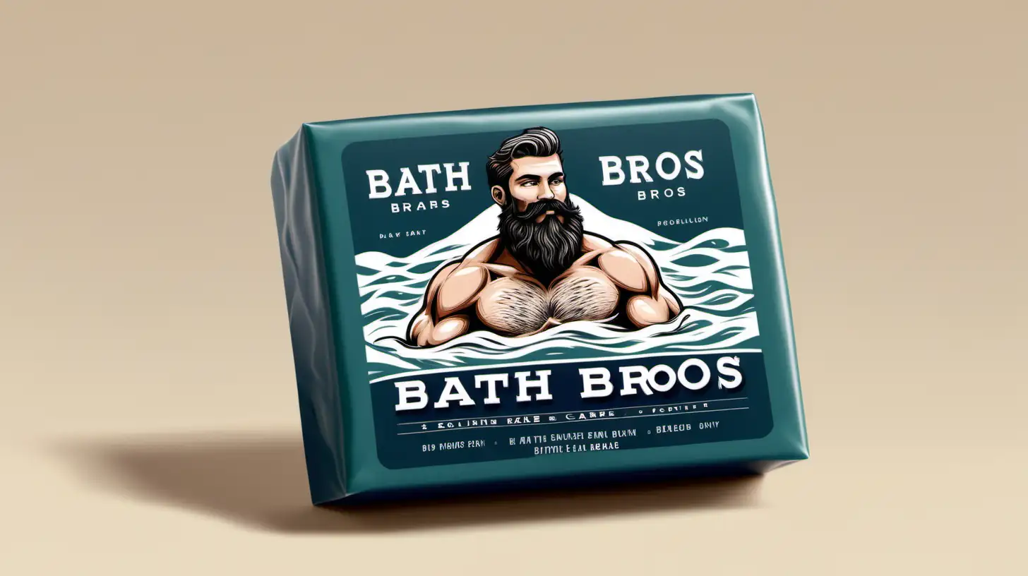 Muscular Bearded Man Elevates Bath Bros Soap Bar Packaging